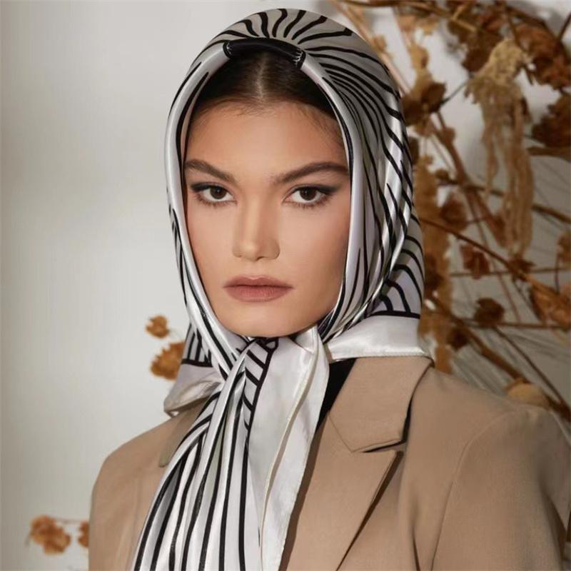 90*90cm Casualowa Moda Drukowana Flora Kwadratowe Szale Szaliki Satynowa Damska Chustka Apaszka Damska Opaska na Głowę