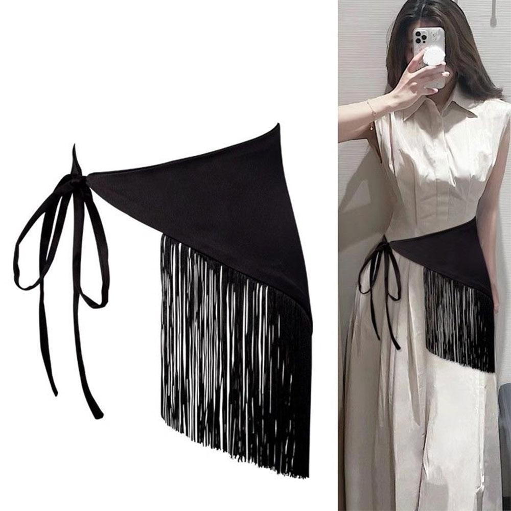 New Women Wide Waist Belt Retro Punk Waistband Fashion Triangle Tassel Corset Belt Shirt Dress Decor Belt Coat Decor Accessories