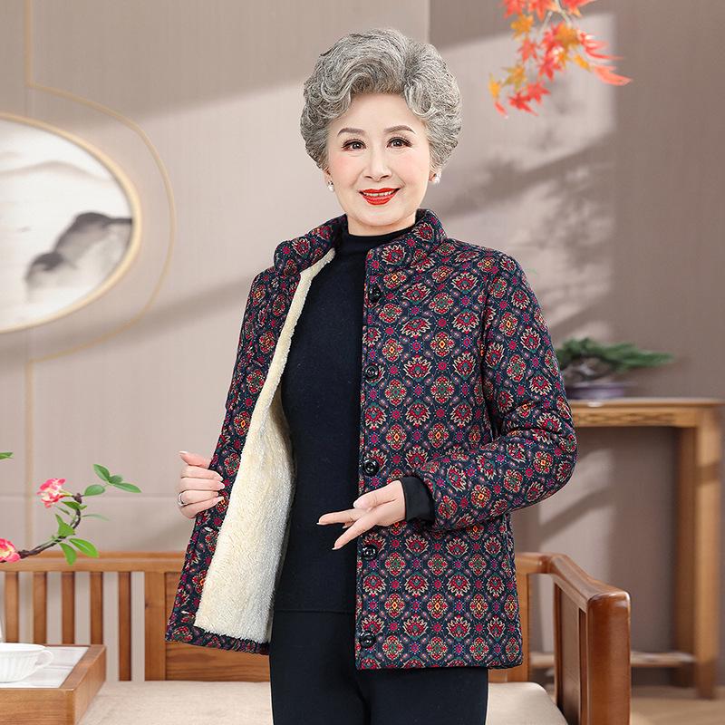 Plush Lined Winter Short Down Jacket for Petite Women and Grandmothers