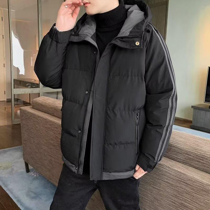Men's Plus Size Hooded Winter Jacket - Windproof Down Cotton Coat for Youth