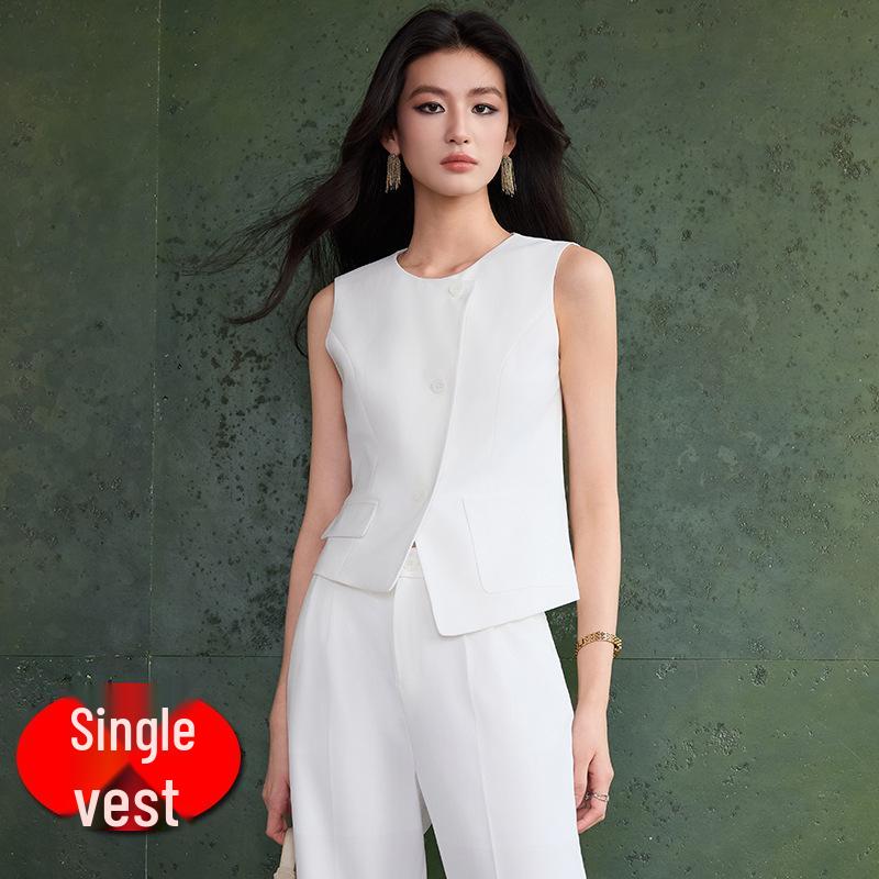 

Elegant Two-Piece Irregular Vest Set for Women - Spring/Summer High-End Fashion Waistcoat L