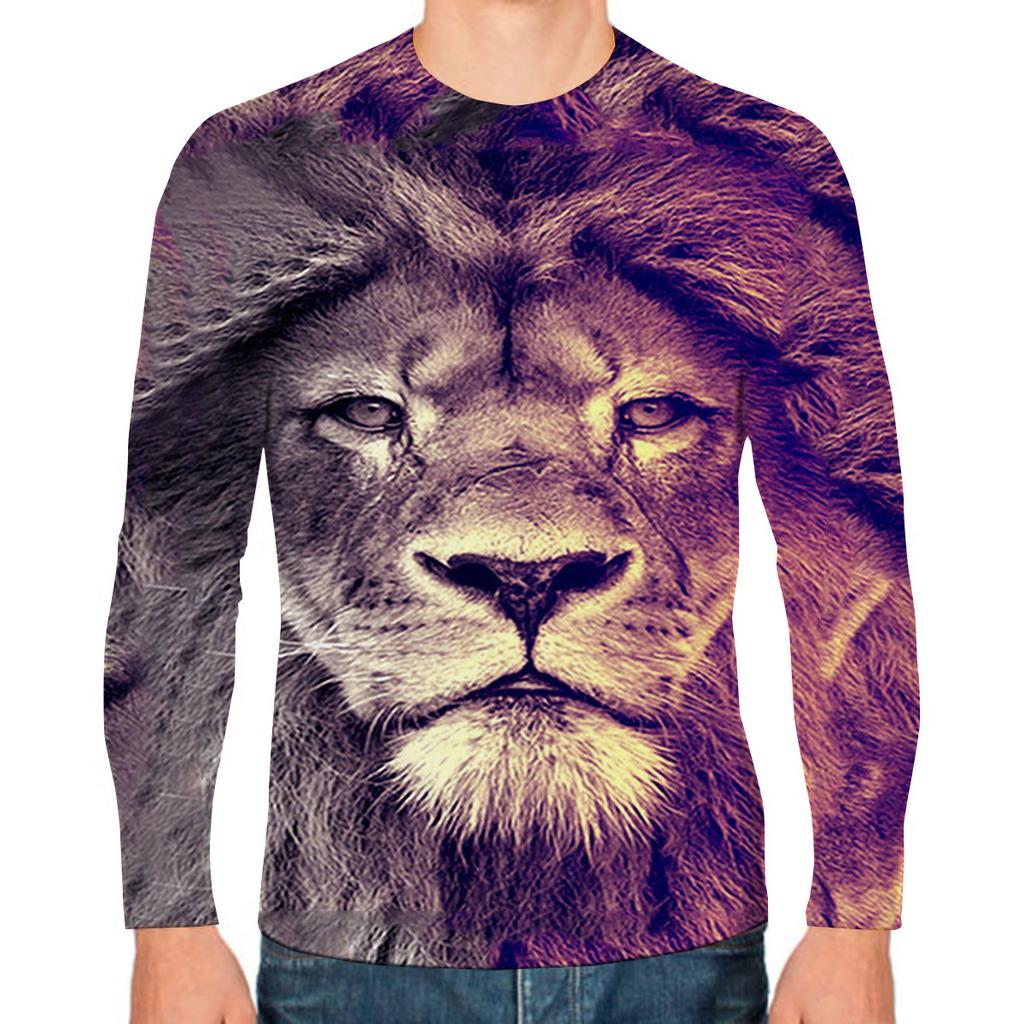 God Christ Jesus And Lion 3D Print Men's T-shirts Autumn O-Neck Long Sleeve Cotton Street Loose Tops Tees Oversized T Shirts 5XL