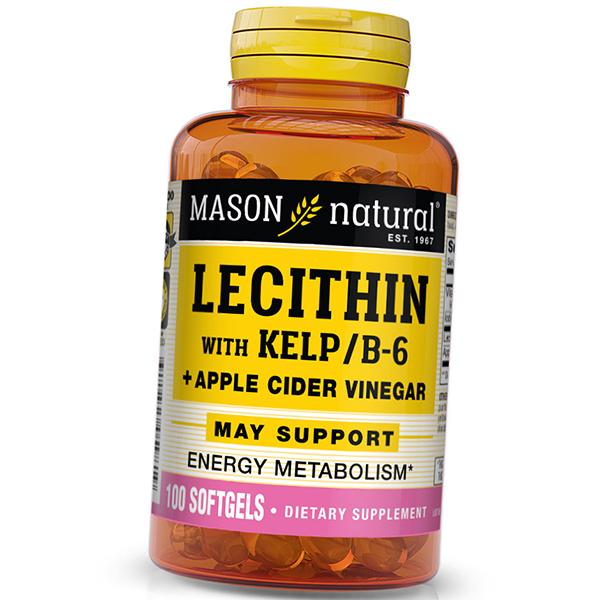 

Лецитин Комплекс, Lecithin With Kelp/Vitamin B 6 Plus Cider Vinegar, Mason Natural 100 гелкапс (72529014) 100softgels