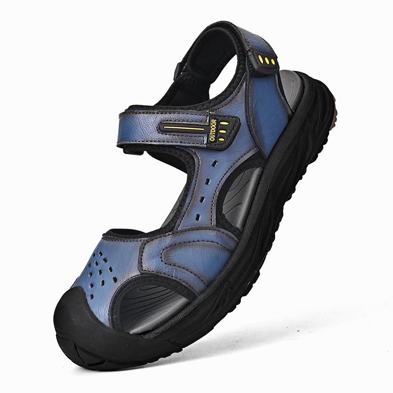 Fashion Summer Genuine Leather Mens Sandals 2024 Handmade Casual Shoes Outdoor Antiskid Beach Sandals for Men Walking Shoes Mocassins