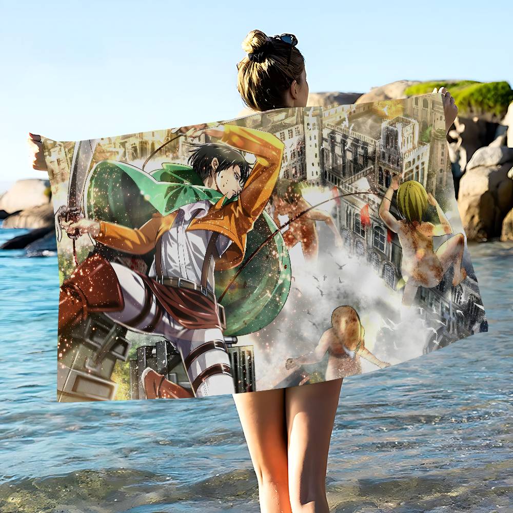 Anime A-Attack On Titan Small Microfiber Blanket Quick Drying Beach Towels Oversized Printing Super Absorbent Pool Towel Blanket