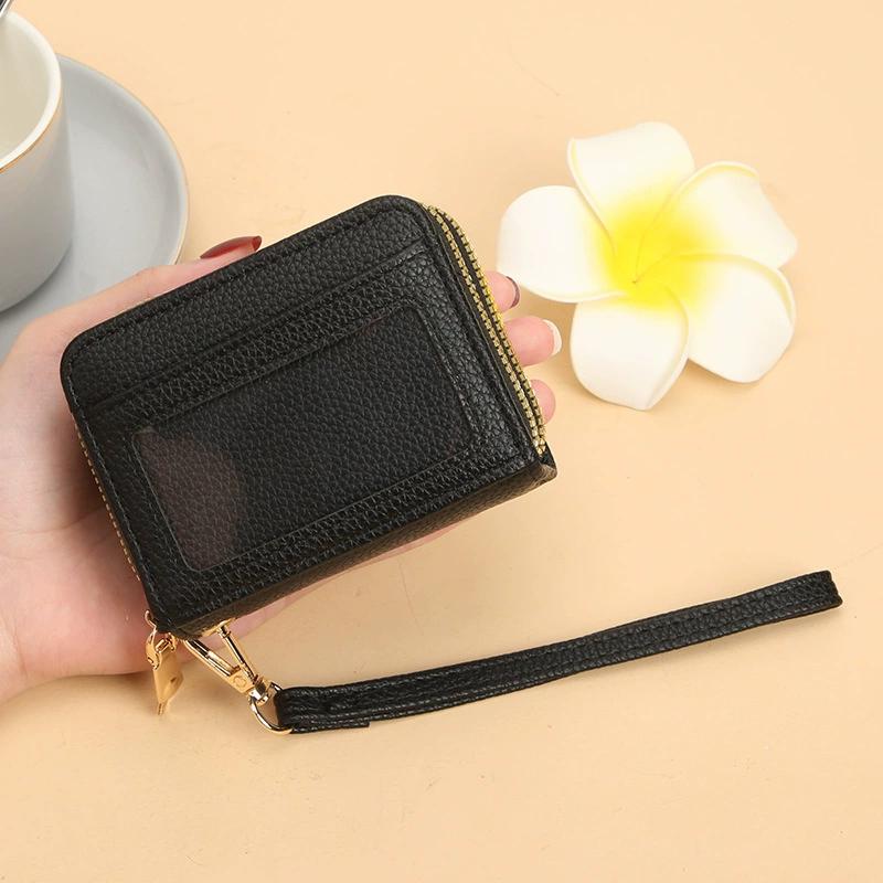 Rfid Card Holder Double Zipper Women Wallet Pu Leather Organ Card Bag Purse Large Capacity Multi-Solt Bank Card Cover Business Card Clip With Window