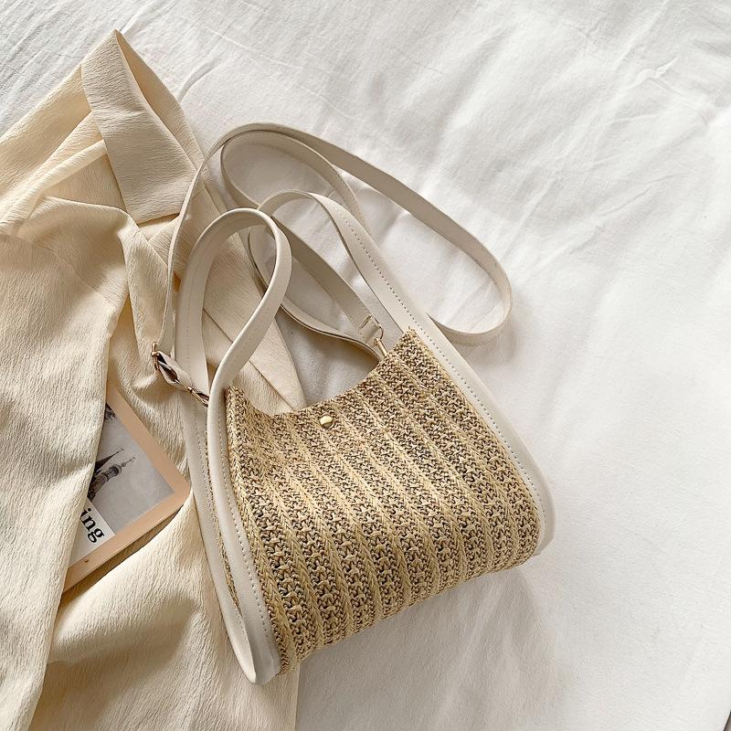 Mori Versatile Casual Shoulder Woven Women's Bag 2025 Large-capacity Underarm Commuter Portable Straw Tote Bag