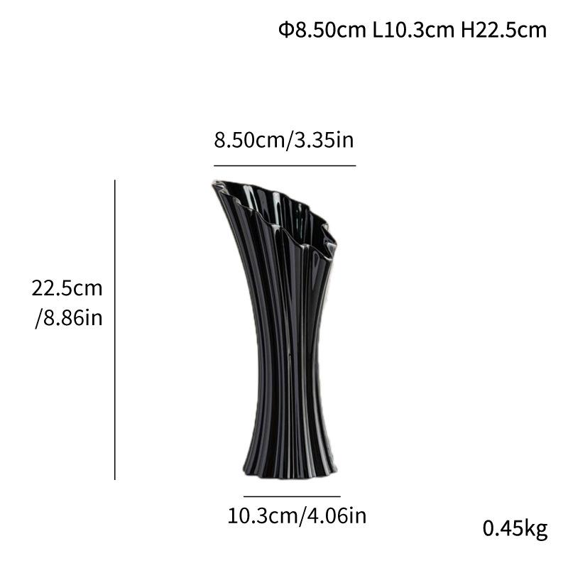 Special-Shaped Striped Ceramic Vase, Simple Flower Insert, High-End Sense, Versatile Home Soft Decoration, Light Luxury Creative Ornament