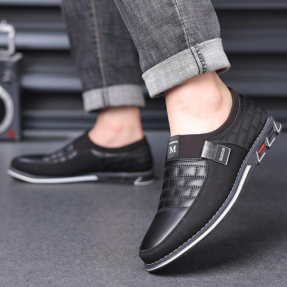 Plus Size Men's Vintage Color Block Slip on Loafers Comfortable Anti-Slip Rubber Sole Durable Walking Shoes