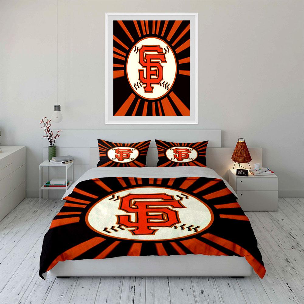 "Orange SF Baseball Logo Design" Print Bedding Set Duvet Cover Pillowcases (1* Duvet Cover 2* Pillowcases Do Not Include Comforter)