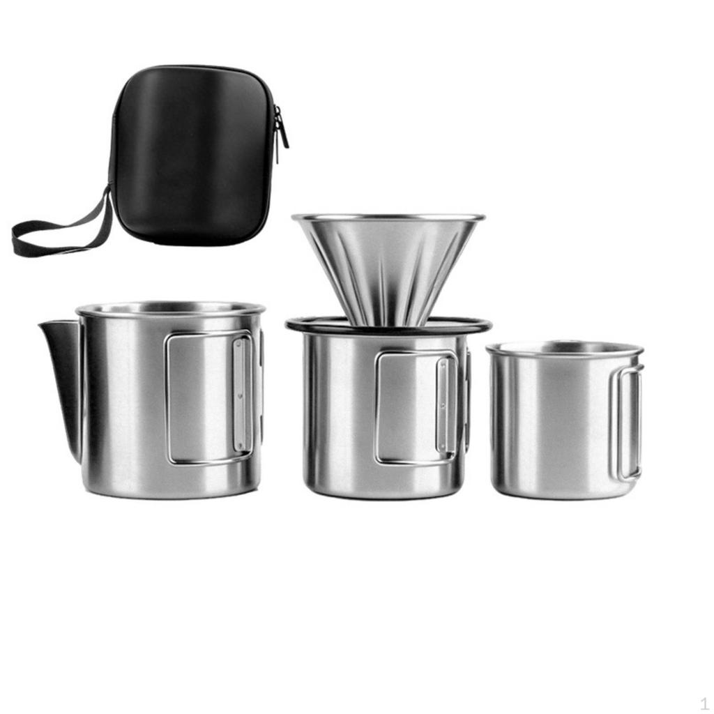 3 Pieces Pour over Coffee Maker Cup with Dripper Handheld Making Kit Pouch