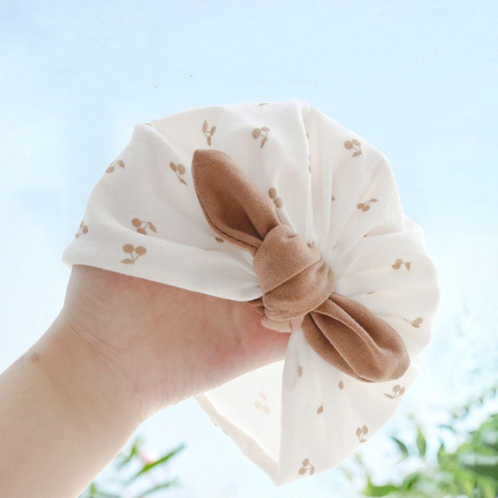 Cartoon Baby Fetal Cap 0-5 Months Newborn Turban Hat Windproof Boneless Muslin Hat  Toddler