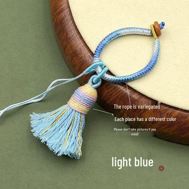 Handwoven Gradient Vajra Knot Tassel Cotton Keychain Pendant Accessory