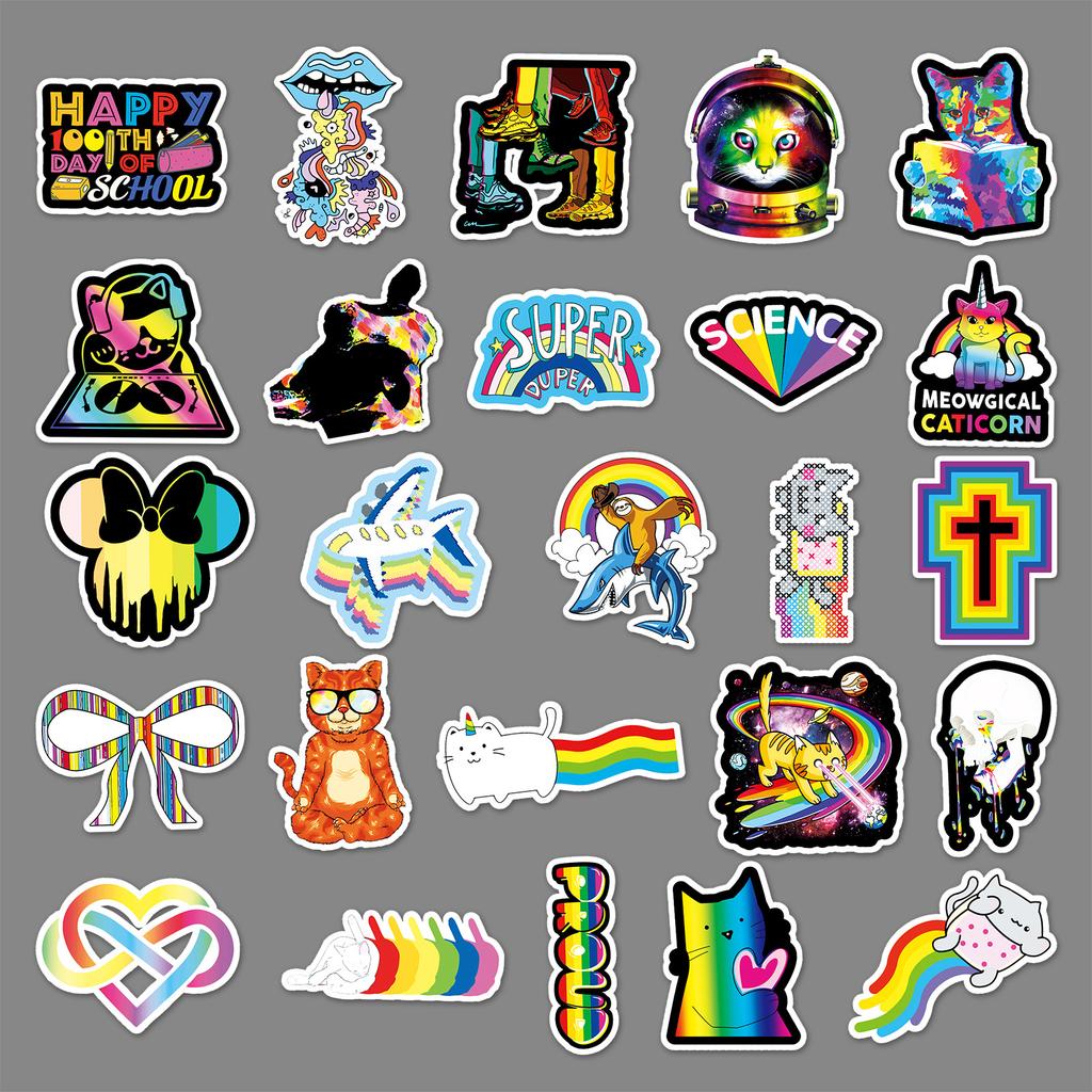 50 Pictures of Individual Colored Rainbow Series Fresh Graffiti Suitcase Laptop Scooter Car Decoration Stickers