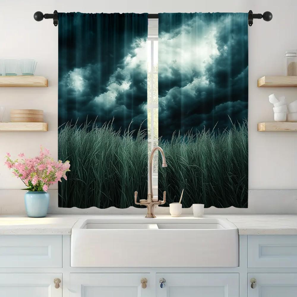2pc, Window Curtains Dramatic Sky Polyester,Without Electricity Party Decorations Applies To Classroom, Office