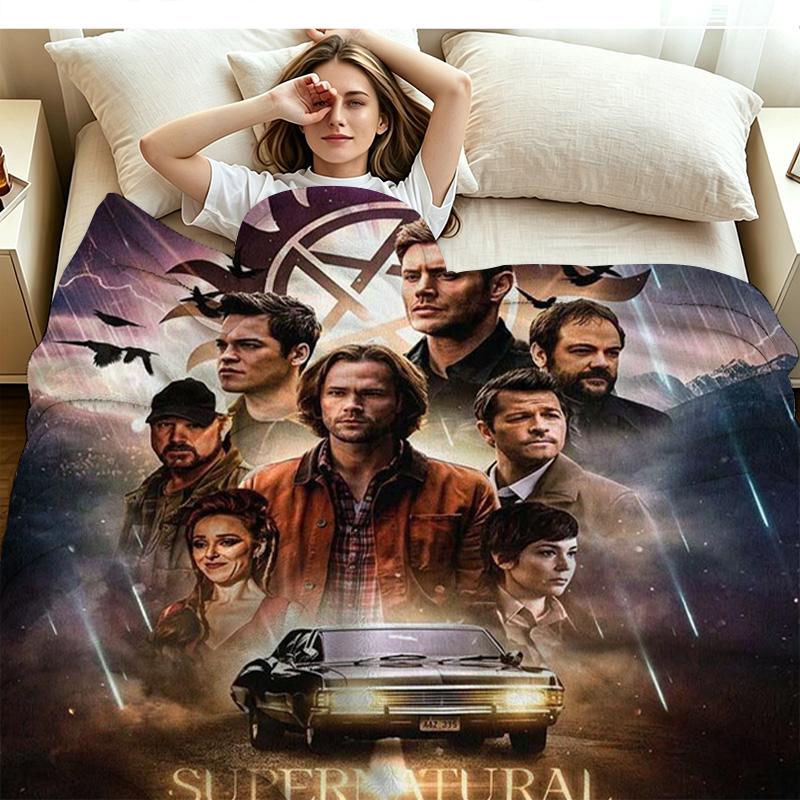 Supernatural Print Flannel Blanket High Quality Warm Comfortable Cover for All Seasons Perfect for Gifts Home Decor