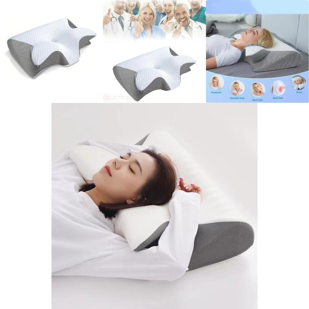 Soft And Breathable Memory Foam Neck Pillow For Better Sleep And Neck Support In Black White And Gray