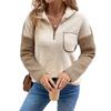 2025 New Autumn/Winter Casual Sweatshirt Long Sleeve Stand Collar Color Block Warm Fleece-Lined Sweatshirt From China