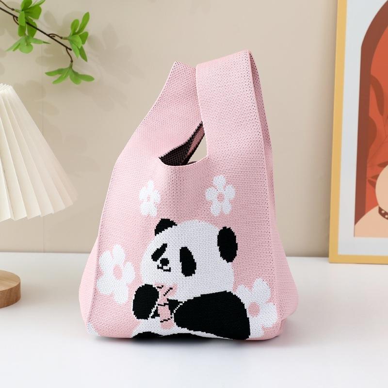 Gestrickte Handtasche im chinesischen Stil mit Riesenpanda – süße, gewebte Souvenir-Geschenktasche