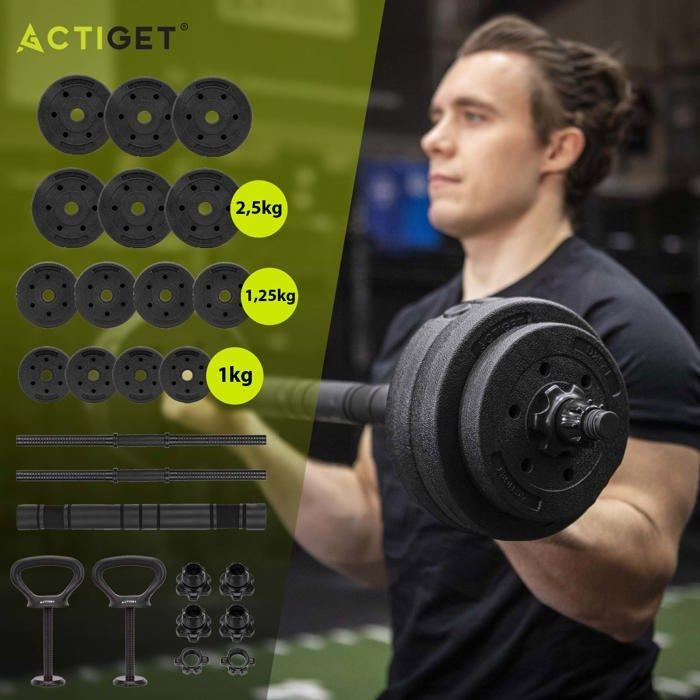 Haltères réglables - SPRINGOS - 30 kg - Kit musculation - Compact - Universel