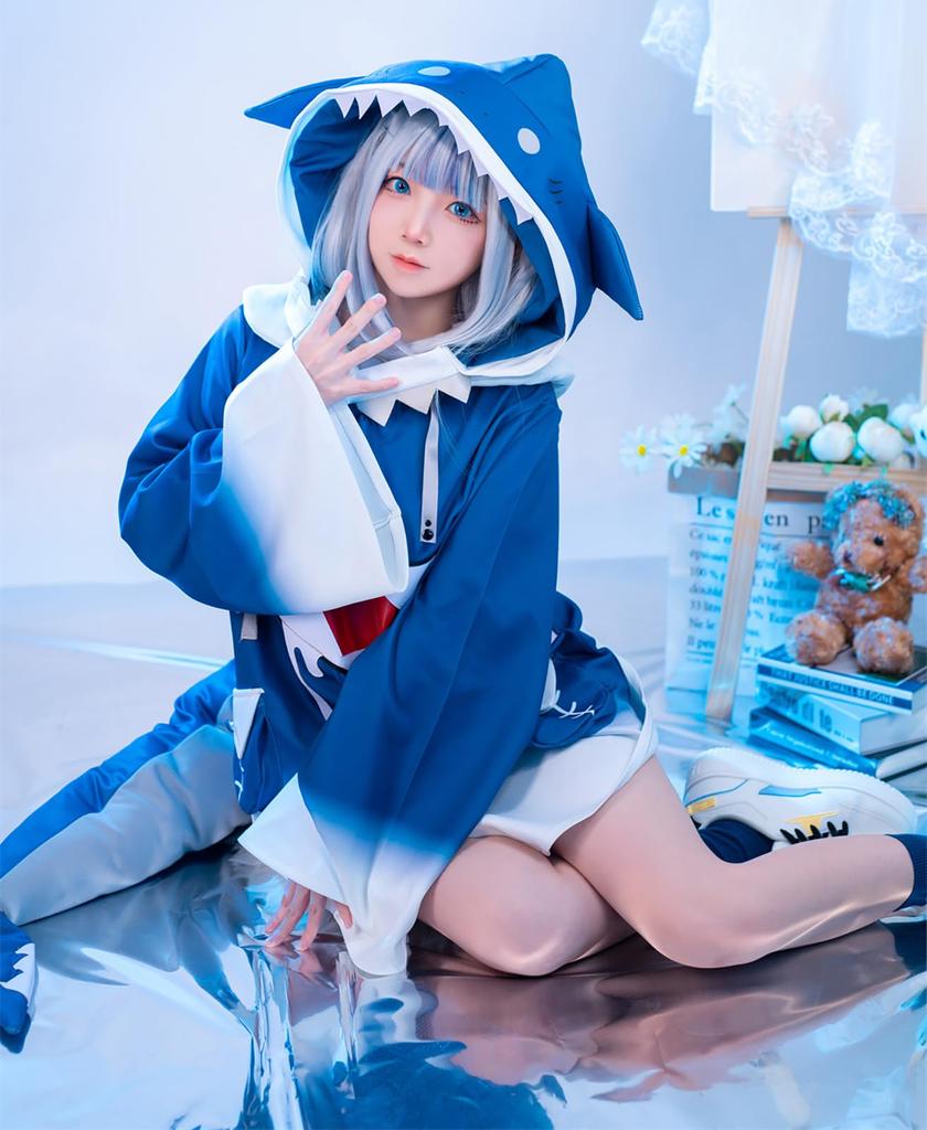 VTuber Cosplay Gawr Gura Cosplay Virtual YouTuber VTuber Shark Hololive [NOKIJP] Costume, Shark-chan Costume, Cosplay, Flat-chested Costume,