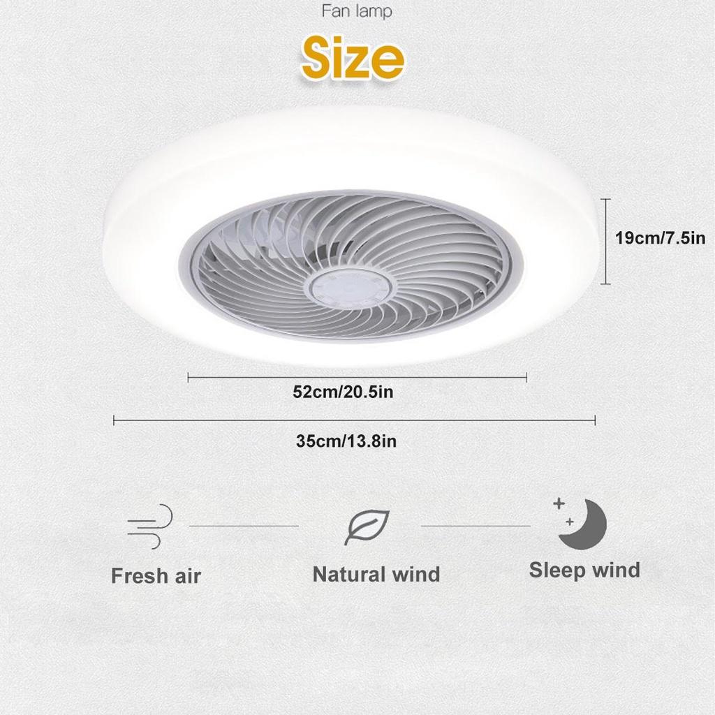 52cm Smart Ceiling Fan with Lights Adjustable Speed Remote Control Ventilation Lamp Bedroom Living Room LED Ceiling Light