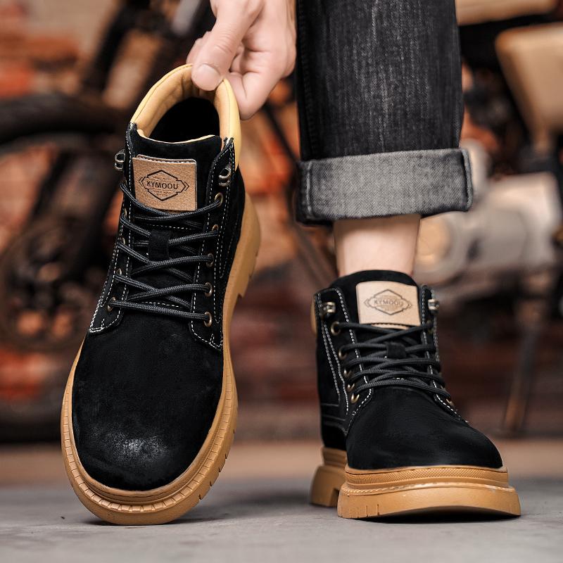 Fashion Autumn and winter men's boots Retro Fashion Thick Bottom Style Business Office Classic and outdoor shoes Hot selling Black