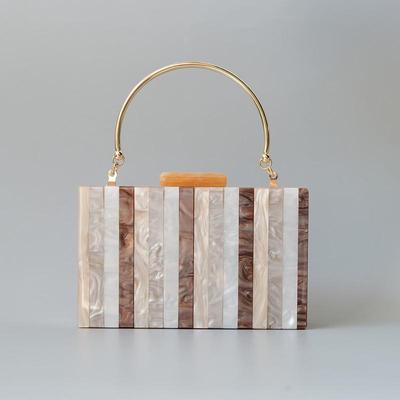 Neue Trendy Taschen Mode Frauen Handtaschen Beige Gestreiften Acryl Luxus Party Abend Tasche Frau Casual Niedlichen Griff Box Kupplung Geldbörse