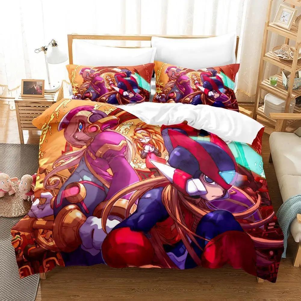 

New 3d Print Anime Game Mega Man Zero Bedding Set Single Twin Full Queen King Size Bed Set Adult Kid Bedroom Duvet Cover Sets EU single(135x200cm)