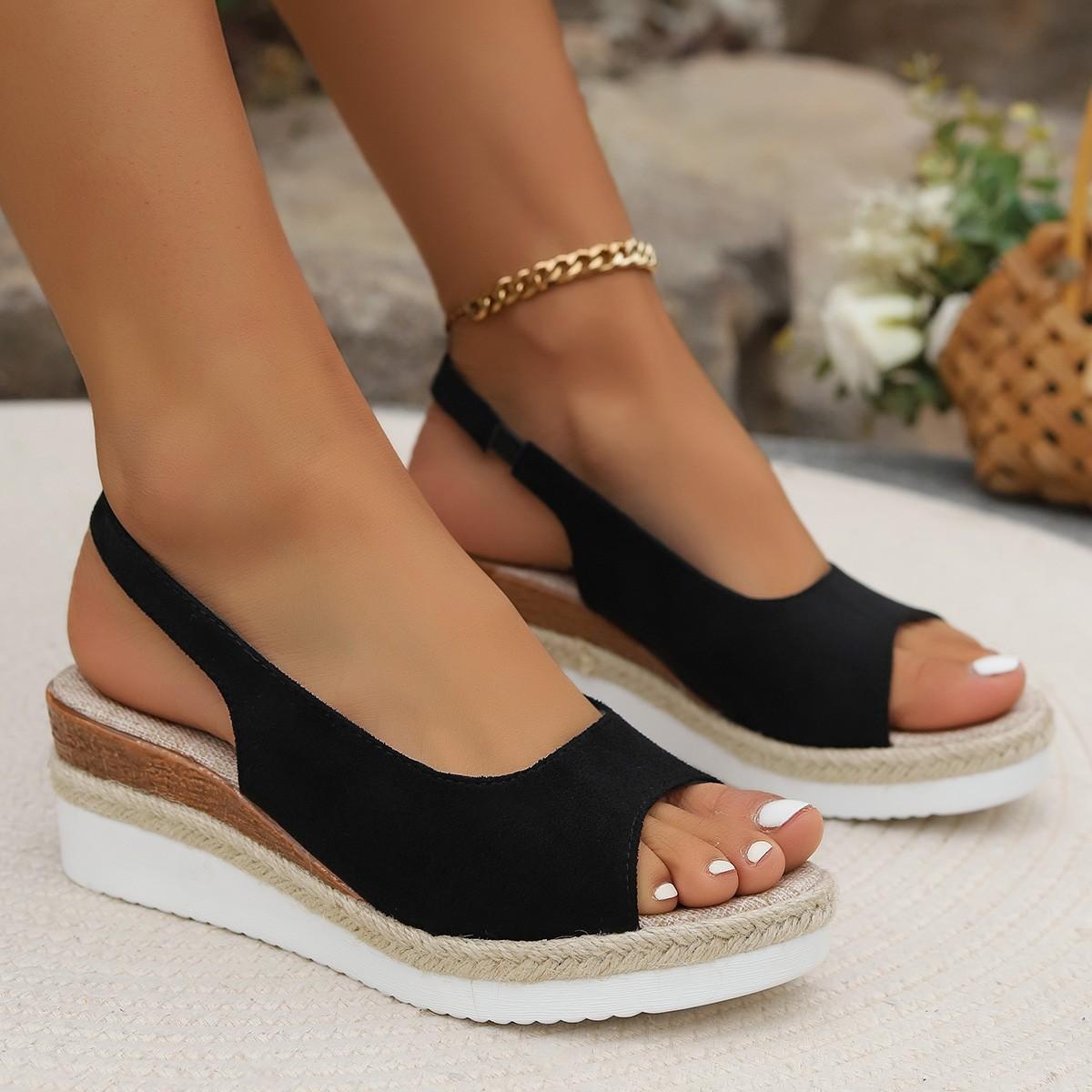 

Foreign trade large size 2024 new European and American sandals four kinds of upper hemp rope cross slope heel casual sandals women s shoes 36