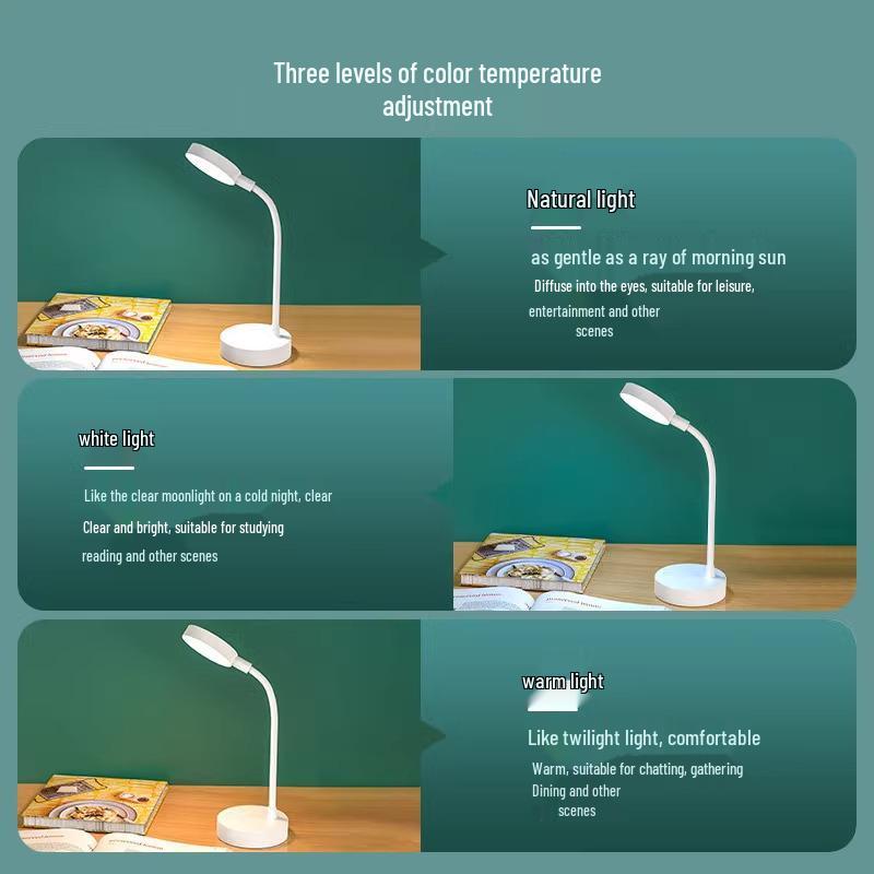 Rechargeable Eye-Care Table Lamp for Dorms – Ideal for Students, Bedside, or Desktop Use