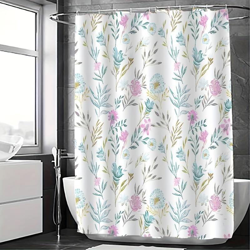 Blue Dandelion Shower Curtain, Elegant & Anti-Fog, Machine Washable Polyester, Pink & Yellow Accents,Modern Bath Decor