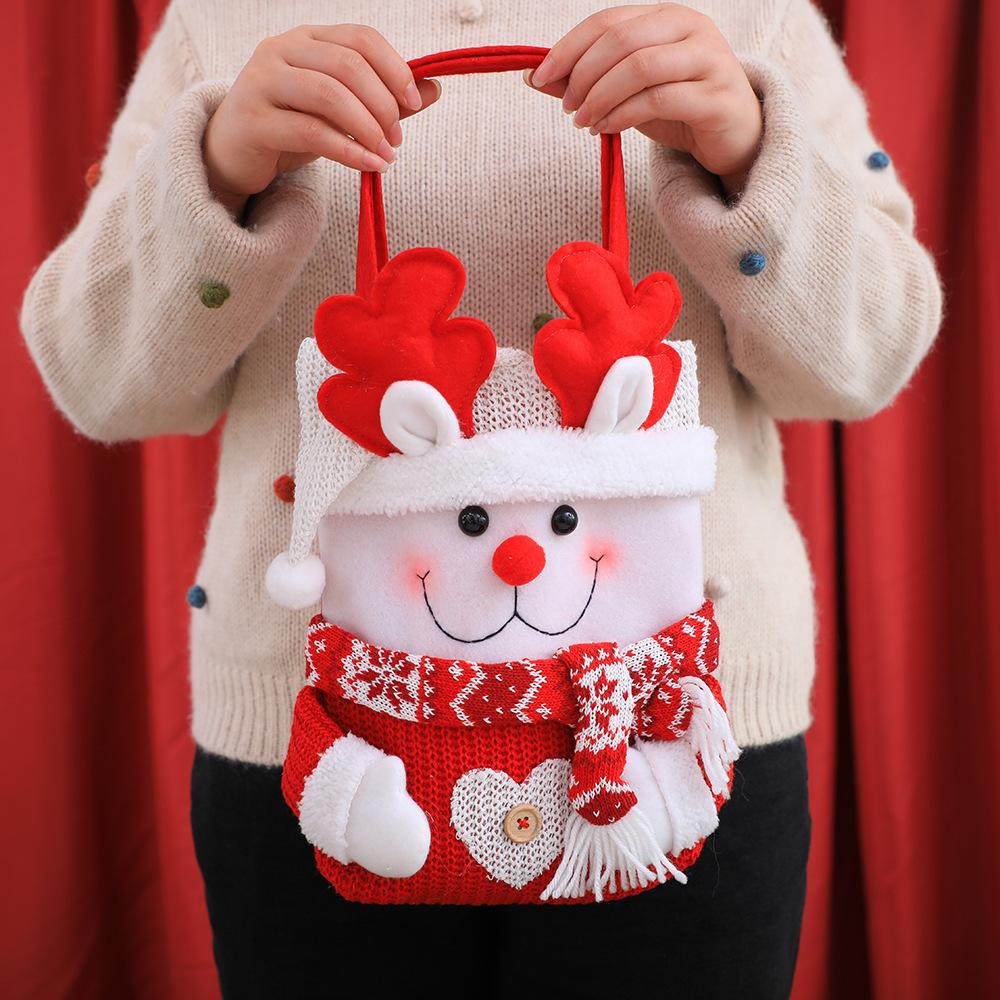 Handheld Christmas Eve Apple Bag Santa Elk Snowman Xmas Candy Bag  Xmas Ornaments