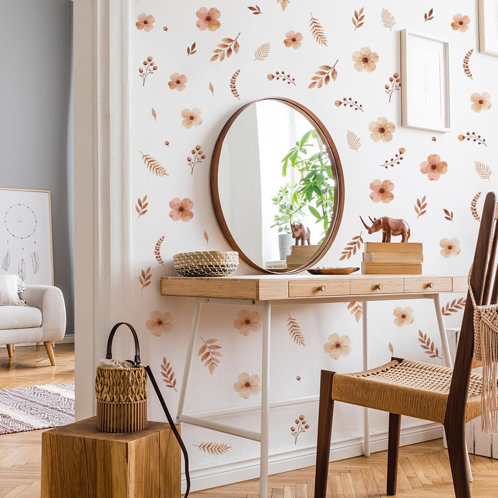 Watercolor Plant Floral Leaves for Living Room Entrance Wall Decoration Background Beautification Wall Sticker