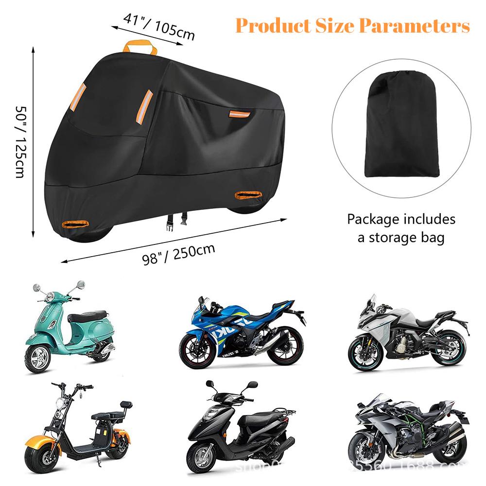 Waterproof Motorcycle Cover Heavy Duty Outdoor Rain 210T Polyester Taffeta Dust Motorbike Accessories For Outside Snow Protector