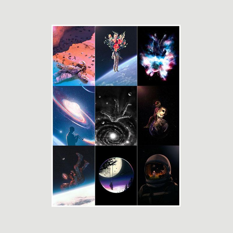 Living Room Decoration Art Painting White Paper Astronaut Space Poster Wall Art Prints Home Decor Bar Cafe Dorm Decorative Pictures Gifts