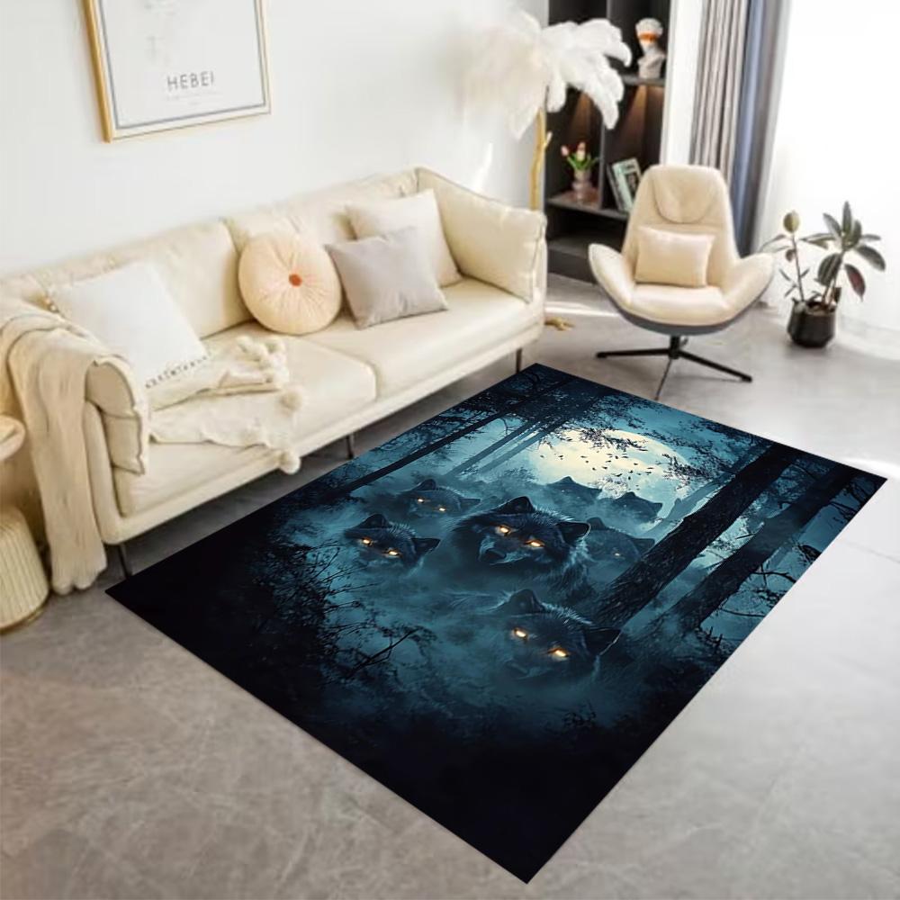 1pc Wolf Pack Forest Design Home Carpet Non-slip Office Decor Gift Living Room Bedroom