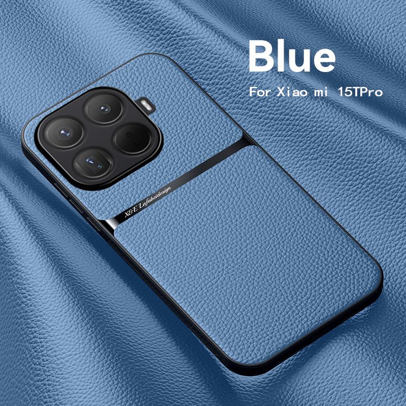 För Xiaomi 15T 15T Pro lädertextur, inbyggt magnetiskt TPU mjukt anti-fall anti-fingeravtryck telefonskal