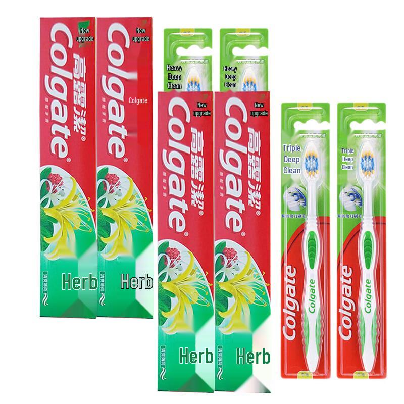 Colgate Herbal Toothpaste 4-Pack with 4 Triple Deep Clean Toothbrushes