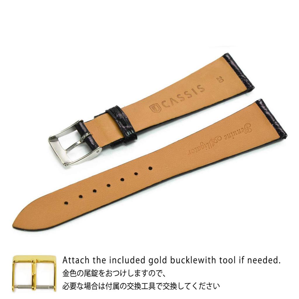 CASSIS watch leather caiman crocodile with replacement U0000A72019020M strap, band, leather, COLMAR, 20mm, black, tool,