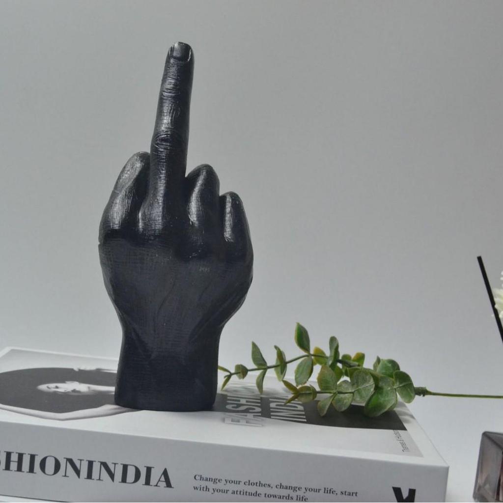 Creative Middle Finger Hand Gesture Sculpture for Home Decor