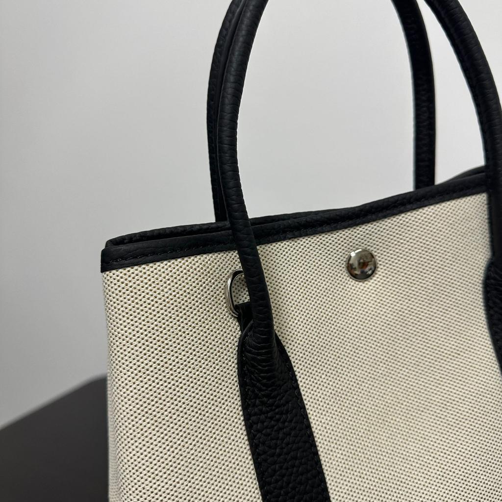 Vertical Canvas with First-layer Cowhide Garden Bag 36 Handbag Fashionable and Casual Lightweight Tote Bag Large-capacity Women's Bag