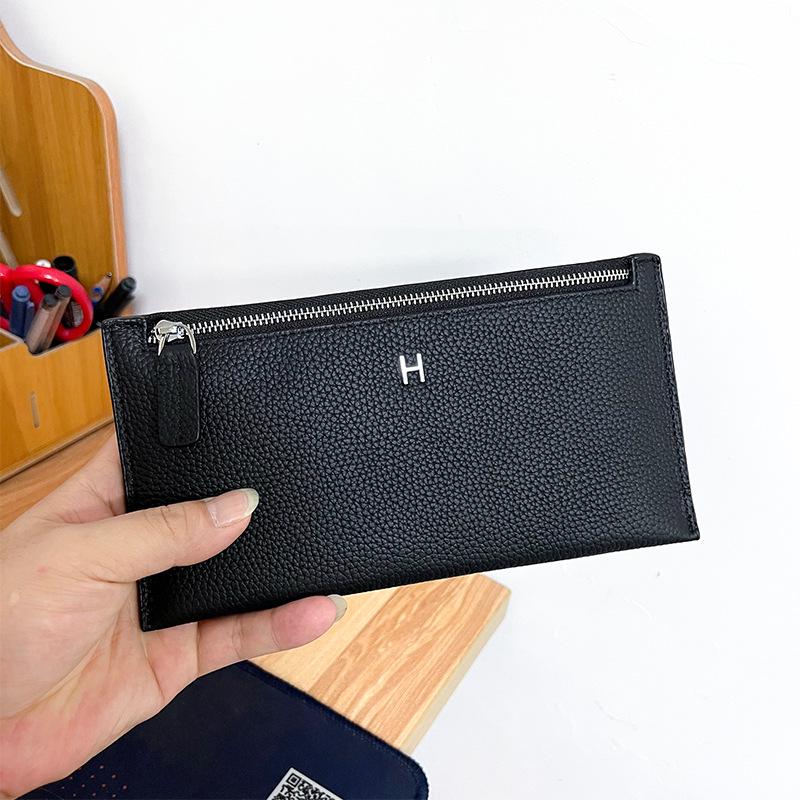 Women's Ultra-Thin Genuine Leather Wallet 2025: Top Grain Cowhide Clutch with Phone & Card Holder, Simple Zipper Design