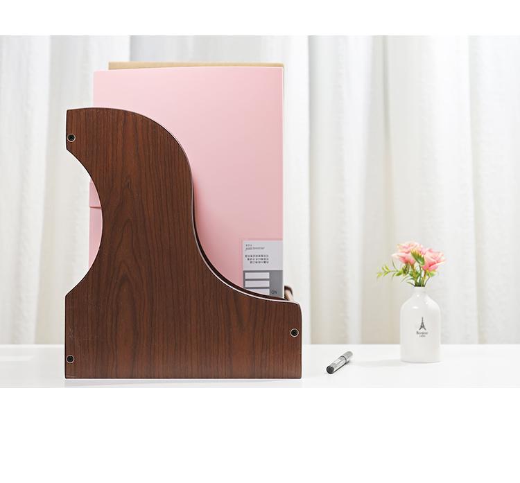 Wooden Desktop File Holder & Vertical Book Stand Organizer