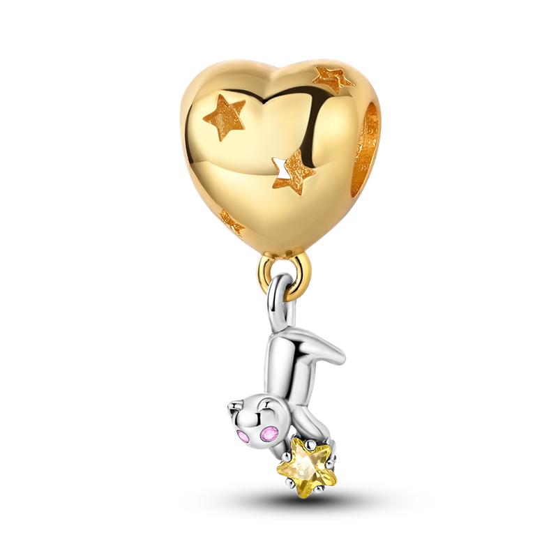 Original 925 Silver Gold DIY Charms Beads with Zirconium Sun Leopard Pendants for Bracelet Jewelry Making