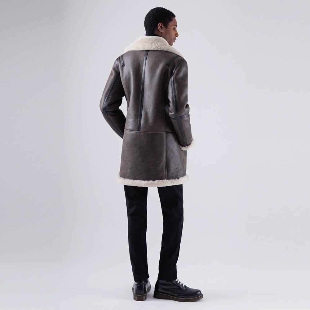 Strike Desired Rich Lambskin Shearling Coat (Brown)