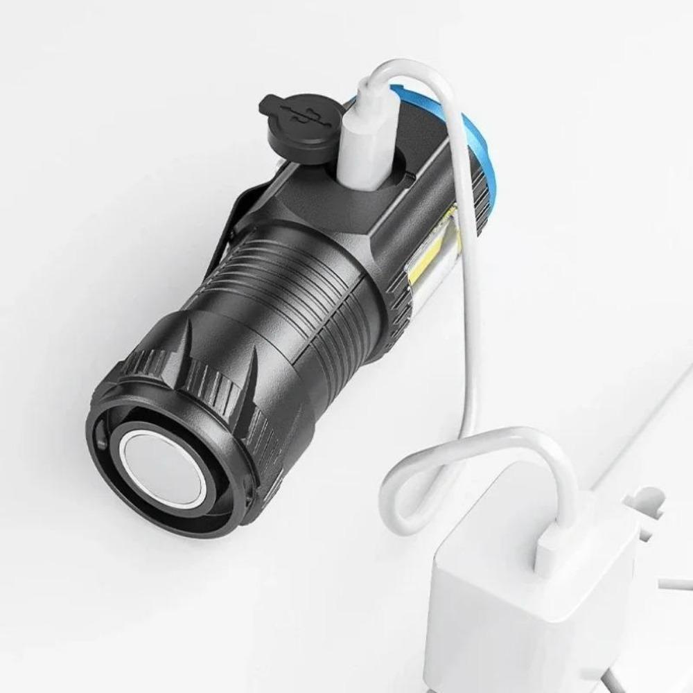 Mini 3LED Flashlight Ultra Strong Portable Lights 5 Lighting Modes USB Rechargeable Built-in Battery with COB Lights Pen Clip