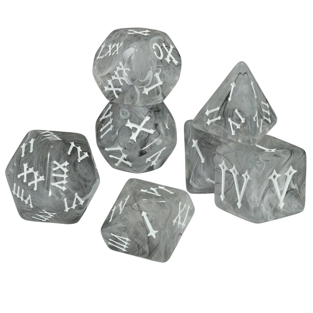 Roman Digital Dice 7pcs Polyhedral Dice Set for Table Game DND TPRG, as Gift and Collection