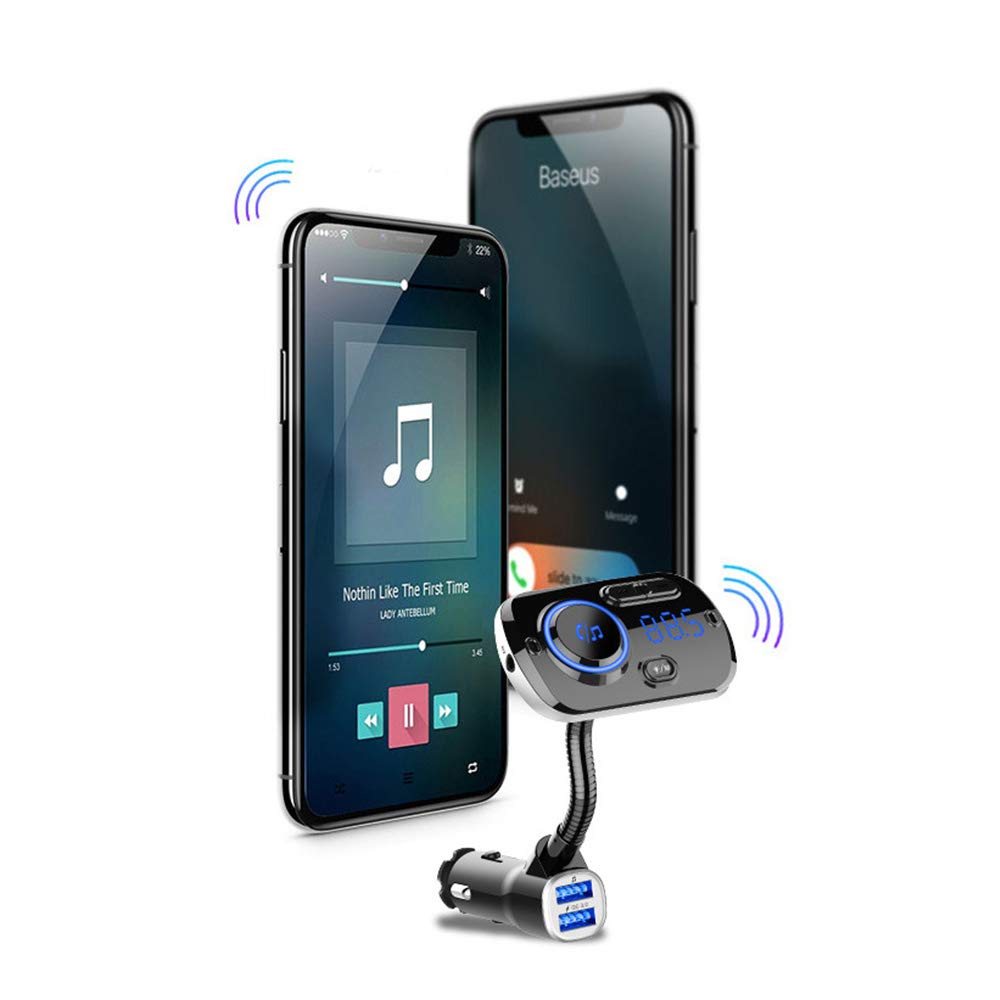 FM Transmitter, Bluetooth 5.0, Car FM Transmitter, Compatible with Siri & Google Assistant, 7
