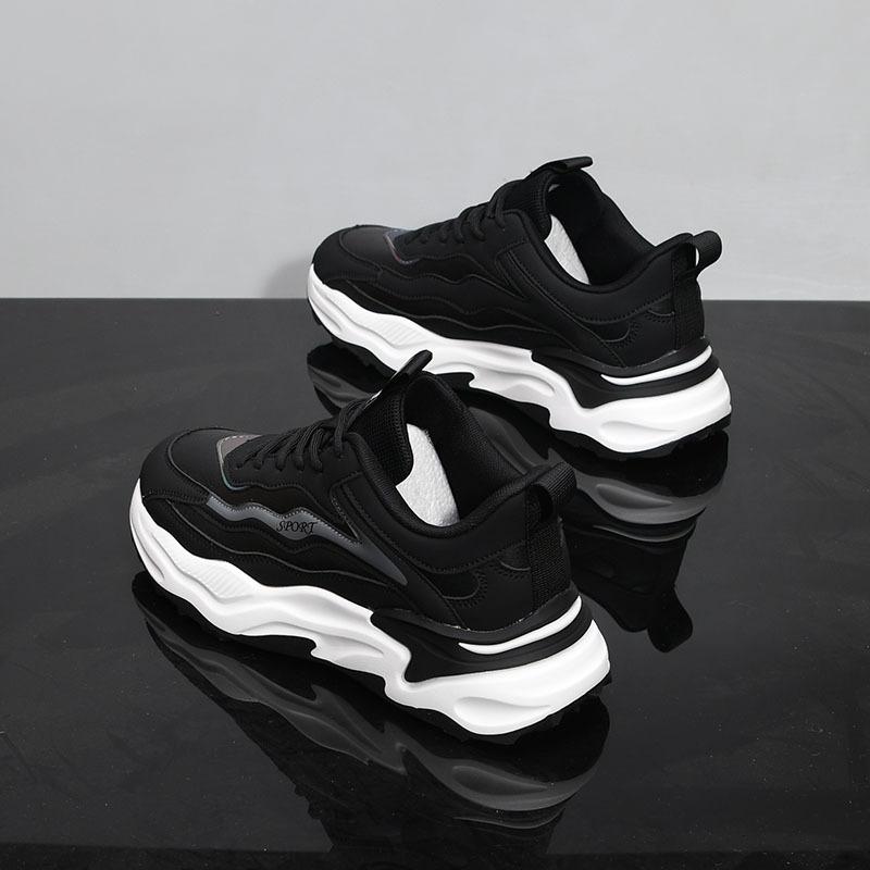 Platform sneakers spring new black casual shoes ins heightening dad shoes trendy shoes 38